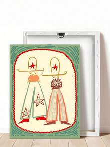 1pc Cowboys Illustration Print, Southwestern Western Decor, Abstract Botanical Wall Art,Mid Century Modern Floral Print Retro Minimalist Burnt Orange Teal Canvas Painting, Festival Gifts,Bedroom Decor, Living Room Decor, Office Decor, Kitchen Decor, Wall Arts, Wall Decor, Home Decor, Room Decor, Canvas Wall Art, Posters, Wall Art With Frame, Optional Frame - Multicolor - View 15