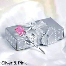 1 pieza Rosa de cristal artificial en caja de regalo de cristal mini, Rosa artificial roja, regalo para fiesta, mujer, decoración de boda, decoración de habitación, decoración de escritorio de oficina - Multicolor - Ver 10