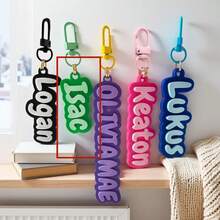 1 pieza Llavero de nombre de acrílico, accesorio DIY, adecuado para bolso, decoración de mochila, equipaje, etiqueta de nombre para cumpleaños y vacaciones, regalo para familia, amigos, regalo personalizado - Multicolor - Ver 16