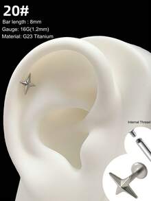 1件装时尚钛金唇钉，内螺纹耳钉，月光石、蛋白石、绿松石、叶子图案，5A级宝石，G23材质，植入级，心形耳骨环，鼻环，鼻中隔饰品，月亮、蝴蝶、星星耳骨环，铰链式鼻中隔耳环，耳廓、耳轮、耳屏耳环，唇钉，梦露唇环，唇钉，顶部螺丝平底耳钉，耳廓唇钉，梦露唇钉，美杜莎唇鼻穿孔饰品，适合女性日常佩戴，圣诞节和万圣节礼物