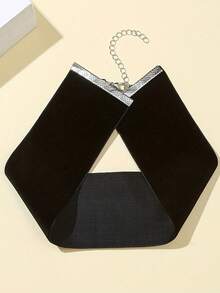 3件套女士时尚朋克风宽丝绒黑色颈链，哥特式项圈项链套装 - 黑色3條 - 查看 7