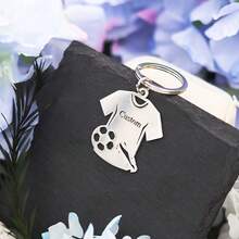 Customized Keychain Without Chain - Stainless Steel In Gold Tone, With Laser Cut Name And Jersey Design, Durable Casual Style Keychain, For Boy, Perfect Gift, Sports Fan, Sports Fan Accessories | Personalized Keychain | Durable Metal Keychain - Style 34 - View 6