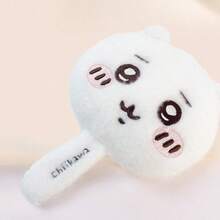 Miniso Main Character Hand Mirror Soft Fluffy Material Embroidered Expression Details Portable Touch-Up Mirror Daily On-The-Go Cosmetic Mirror(1 PC) - White - View 4