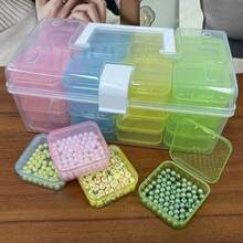 32件套塑料收纳盒套装 - 珠子收纳盒，多功能整理盒，适用于DIY手工、珠子、珠宝和美甲用品 - 便携式隔层盒，带可调节隔板，可收纳各种容器、配件，家居收纳