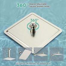 High - pressure square stainless - steel shower head for water savings in bathroom, fine water flow, chrome finish - ‎cepillado níquel - Ver 6