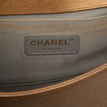 CHANEL Authenticated  PRE-OWNED Small Quilted Metallic Lamb-Skin Interwoven CC Boy Flap Bag - 棕色 - 查看 5