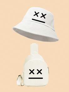 Bộ 2 mũ tai bèo trẻ em in hình cá tính, có màu đen và trắng, mũ chống nắng thời trang đường phố, nhỏ gọn và nhẹ, phù hợp cho bé trai và bé gái khi hoạt động ngoài trời, hàng ngày, mùa xuân/hè. - Nhiều màu - Xem 7