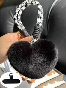 1 件蓬松心形吊坠，可旋转手机挂绳，包包挂饰，钥匙扣，适用于一般手机 - 彩色 - 查看 29