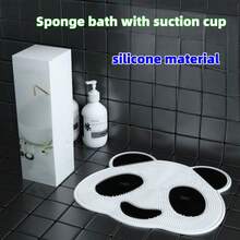 40厘米/15.76英寸 * 33.5厘米/13.19英寸熊猫造型防滑易清洁背部清洁刷，适用于沐浴、浴室清洁、足部清洁，带吸盘 - 黑與白 - 查看 2