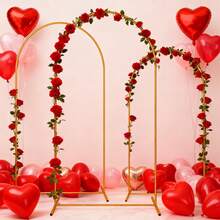 6+6.6+7.2FT Wedding Arch Backdrop Stand For Parties, Balloon Arch Stand, Wedding Arches For Ceremony, Metal Arch Backdrop Stand For Bridal BabyShowers, Birthday Party Decoration Door Frame Gold - 金色 - 查看 3