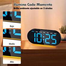 Reloj Despertador Digital con Luz Nocturna, Pantalla de inch para Bur, 3 Niveles de Brillo, Funcin Snooze, Fecha/Da, Temp, Cargador, Doble Alarma para Dormilones Profundosu200B - Azul - Ver 6