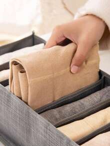 1pc Foldable 7/9 Grids Clothes Storage Bag, Multi-Functional Wardrobe Organizer Bag With Handle, Mesh Bag - Grey - View 8