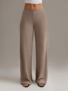 Quần dài ống đứng lưng cao co giãn thời trang XLLAIS dành cho nữ - Màu Khaki - Xem 1
