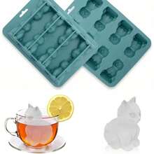 1pc 8-Cavity 3D Cat Shaped Ice Cube Tray, Silicone Cat Ice Mold In Black, Green, Gray Colors, 8-Cavity Feline Shaped Ice Cube Maker, 3D Cat Silicone Ice Cube Mold - Multicolor - View 9
