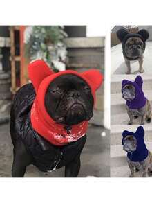 可调节柔软保暖抓绒狗帽，宠物配件，冬季法国斗牛犬的理想之选 - 彩色 - 查看 1