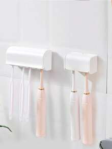 1pc All-In-One Toothbrush Holder With Cover, Wall-Mounted Toothbrush & Toothpaste Organizer, 2/5/6 Slots Self-Adhesive Bathroom Storage Rack, Suitable For Home Bathroom And Dorm - Multicolor - View 7