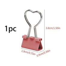 1个/10个粉色心形19毫米金属办公文件夹，折叠式设计，粉色心形回形针，办公用品文件夹，金属财务规划师文件夹夹，多功能粉色心形金属文件夹夹 - 链夹，适用于照片、标签、文件和办公/家居装饰DIY文具配件，情人节礼物，节日礼物 - 彩色 - 查看 16
