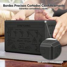 Bloques de Yoga con Guía de Posturas en  Lados, Bloques De Yoga  Foam con Correa de Estiramiento, Alta Densidad y Antideslizantes, Bloque para Yoga, Pilates y Meditación - Negro - Ver 3