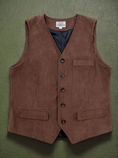 Chaleco de traje de unicolor para hombres, diseño de bolsillo falso, corte holgado, estilo minimalista de moda, casual de negocios