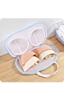 1个清新实用浅蓝色文胸洗衣袋，适用于洗衣机，高强度网布+防卡拉链，防止变形/适合A-C杯/耐用可重复使用，适用于家用洗衣机、旅行收纳、宿舍洗衣，女士精致内衣洗衣袋，便携式内衣保护袋，圣诞节假日礼物 - 彩色 - 查看 6