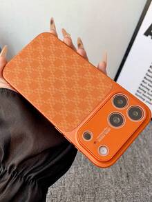 奢华双色棋盘格纹手机壳，兼容 17 Pro Max、17 Pro、17、16 Pro Max、16 Pro、16、16、16、15 Pro Max、15 Pro、15、15、14 Pro Max、14 Pro、14、13 Pro Max，防震镜头保护 - 橘色 - 查看 5