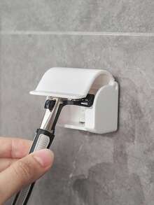 2pcs Shower Wall Mounted Razor Holder - Self-Adhesive Waterproof Hooks, Bathroom Razor Storage Hanging Rack, Manual Razor Holder With Dust Cover, Suitable For Storing Razor, Loofah, Towel And Toothbrush, For Home, Bathroom, School, Dorm And Restroom, Bathroom Accessories, Travel Essential