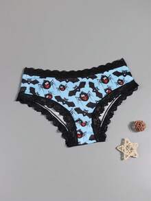 Dircho 5 Packs Women's Aesthetic Print Panties – Gothic Bat/Skull & Fun Patterns, Lace Trim, Soft Breathable Fabric | Daily Underwear - Multicolor - View 4