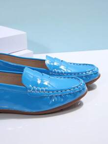 女士平底休闲乐福鞋，软底，户外防滑平底鞋，轻便舒适的中年妈妈工作/休闲鞋 - 藍色(918-5) - 查看 6