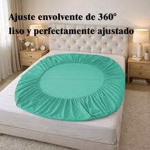 Sábana Bajera 100% POLIESTER -  Bolsillo Profundo 27cm  Suave y Transpirable - Cama 90-105-135-150-180 - Verde - Ver 2