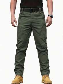 Calças de trabalho táticas para homem, resistentes, adequadas para caminhadas e para uavera - Verde Militar - Visão 1