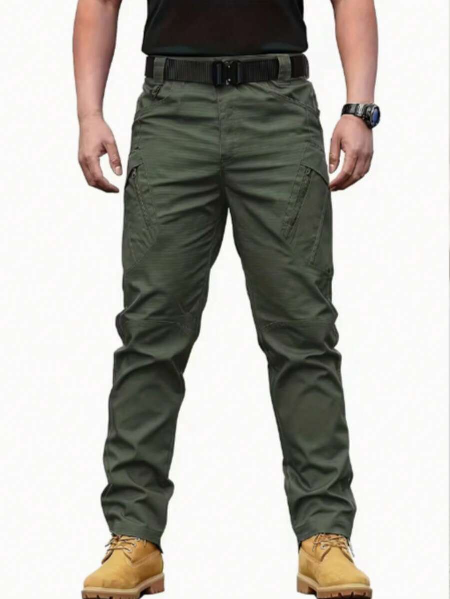 Calças de trabalho táticas para homem, resistentes, adequadas para caminhadas e para uavera - Verde Militar - Visão 1