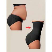 1 Piece Of High-Waisted Shapewear, Belly-Tucked Compression Panties, Hip Lift And Shape, Women's Shapewear, High-Waisted Belly-Tucked Panties For Women, Strong Belly-Tucked Waist Shapewear, Anti-Crimping Shapewear, Body Pants, Hip-Sculpting Body Pants, Women's Body-Sculpting Pants - 黑色 - 查看 8