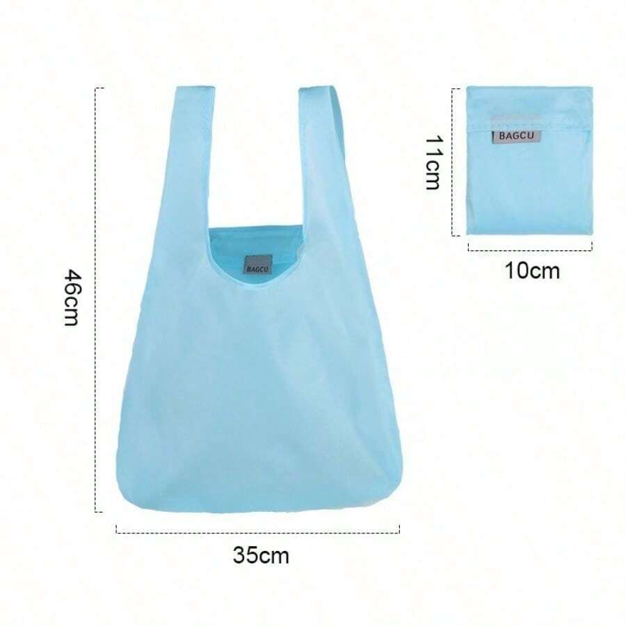 Folding Large Capacity Shopping Bag For Buying Groceries, Fabric Oxford Cloth Shopping Bag, Portable Supermarket Storage Bag - 天藍色 - 查看 1