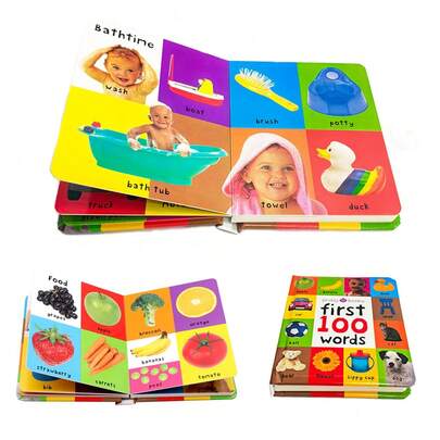 Lachilly Första 100 orden - En vadderad kartongbok, förskoleutbildning, tidigt lässpel, Priddy-bok, engelsk språkutveckling, läromedel för barn småbarn, undervisning i grundläggande ordförråd vanliga ord, lära sig läsa