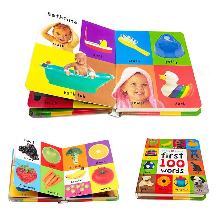 Lachilly 前100个单词——精装硬纸板书，学前教育，早期阅读游戏，普里迪出版社，英语语言发展，儿童幼儿学习材料，教授基础词汇，学习阅读