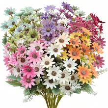 6pcs/Set 14.7 Inch Artificial Daisy Flower Bouquet - Realistic Texture Flowers, Faux Daisy Floral Decor, Suitable For Home, Garden, Patio, Porch, Dining Table Center, Vase Decoration, Artificial Plant Floral Decor - Multicolor - View 2