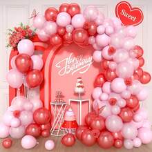 120Pcs Red And Pink Balloon Arch Kit,Pastel Pink And Red Balloon Garland Kit Pearl Pink Party Balloons Latex Balloons For Valentines Day Decorations Birthday Baby Shower Wedding - Multicolor - View 1