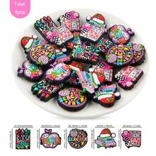 5 pièces/set, 5 styles de perles focales en silicone mélangées, convient pour l'artisanat DIY, les stylos à perles, les décorations de sacs, les pendentifs, etc. - Multicolore - Voir 3