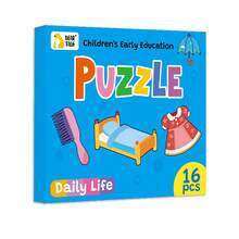 16 Pcs With Daliy Life, Animals, Colorful Matching Puzzles For Early Learning, Cognitive Development, Matching Game Activities, Early School Educational Supplies, Cognitive Skills Development, Ideal Christmas Gift For Kids, Party Favor Pack