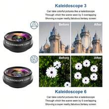 LIGINN 12合1金属镜头套装：包含长焦、广角、鱼眼、微距、CPL、星芒滤镜+通用夹，兼容及大多数智能手机，适用于高清旅行和户外摄影