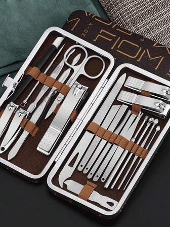 14/17/22 st nagelklippare i rostfritt stål med bokstavsmönster, professionellt pedikyr- och manikyrkit, bärbara groomingverktyg, perfekt present till män och kvinnor