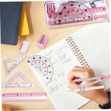 8pcs/set Protractor y compass, kit de redaccin prctica con protactor, gobernantes, brjulas y ms, herramienta de geometra de brjulas con caja de metal para herramientas de matemticas en el - 8 piezas/juego - Ver 8