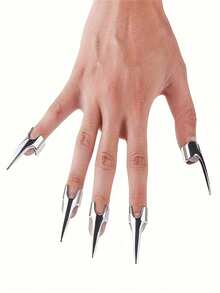 5件套/10件套银色朋克风魔爪戒指套装，适合角色扮演手部道具和节日服装