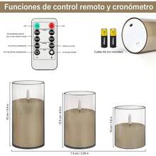 Purplecrystal Luz de vela electrnica, luz de vela de llama, funcin de cronometraje, con control remoto, adecuada para decoracin del hogar, bodas, fiestas, navidad, Semana Santa Gris - Gris - Ver 7