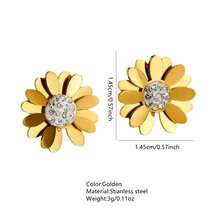 VceTd 一对不锈钢雏菊造型耳环，自然风格设计，适合女性日常佩戴或赠送闺蜜。 - 金黃色 - 查看 6