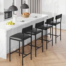 Techigher Dining Table Set For 2, Kitchen Table And Chairs, 3 Piece Counter Height Bar Kitchen Table Set With 2 Upholstered Chairs & 3 Storage Shelves For Small Space, Apartment - Taburete de bar de 4 piezas, negro - Ver 2