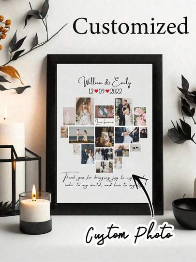 Customizable Simple Design Photo Frame, Desktop Or Wall-Mounted Frame, Room Decor Gift Idea, Suitable For Valentine's Day, Anniversary, Wedding, Living Room, Home, Birthday, Graduation Ceremony, 1 Piece, High Quality, Fashionable Customization, Personalized, Unique, Ideal Gift For Boyfriend/Girlfriend