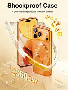 VRNOEI 时尚电镀磁吸手机壳，兼容 17 Pro Max、17 Pro、17 Air、17、16、15、14、13、12 Pro Max、11 等型号，支持无线充电，透明防震，带镜头保护膜 - 銀色 - 查看 2