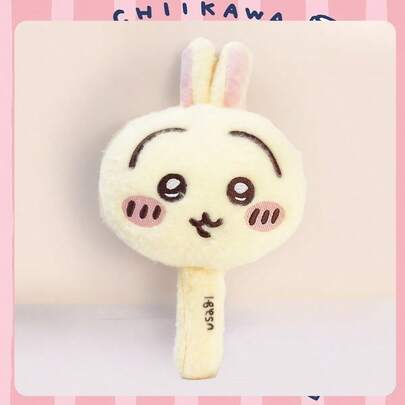 Miniso 1个柔软短款刺绣表情细节化妆镜，蓝白撞色设计