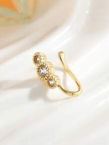 7pcs Copper Inlaid Cubic Zirconia Creative Heart, Flower, Moon Multi-Element Delicate Nose Ring Set For Women, Luxurious Yet Subtle To Elevate Your Styling